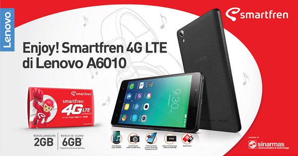 Paket Bundling Lenovo A6010 + Smartfren 4G bonus 16,5GB